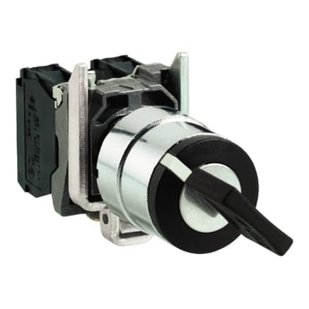 Selector con llave SCHNEIDER XB4BG61 · 2Posic metal cromado Ø22mm 2NA Harmony llave negra