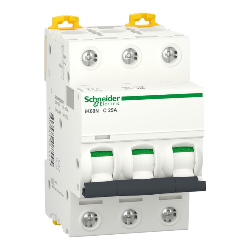 Interruptor termomagnético SCHNEIDER A9K24325 · 3P 25A 230/400VAC 10/5kA Ik60N