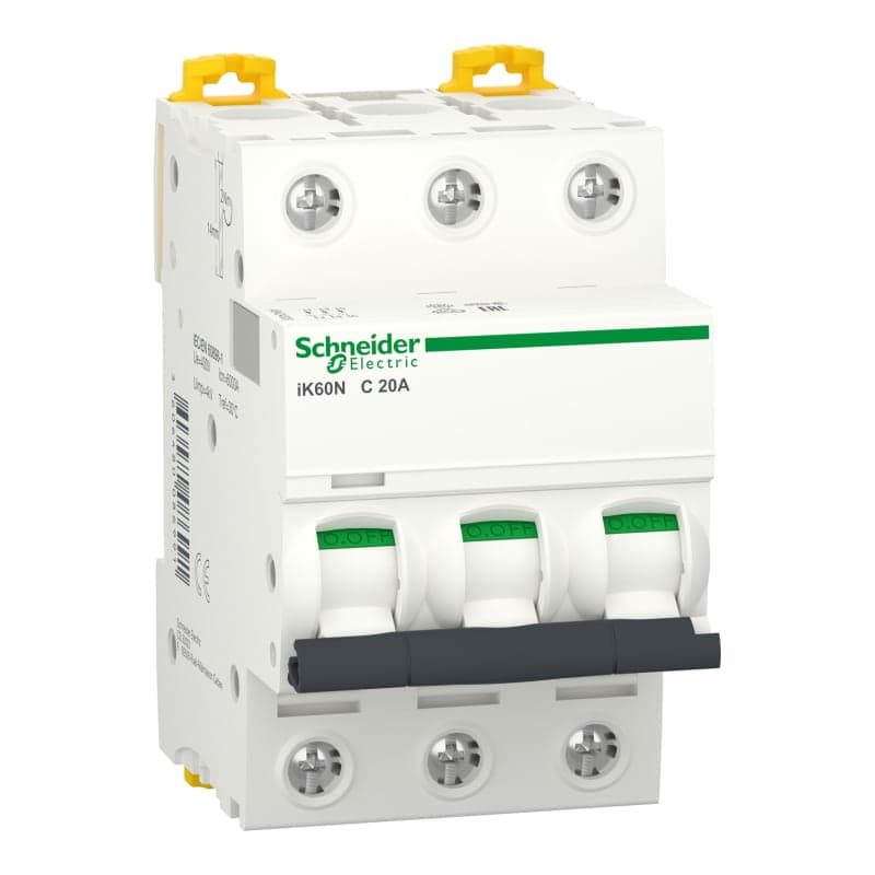 Interruptor termomagnético SCHNEIDER A9K24320 · 3P 20A 230/400VAC 10/5kA Ik60N