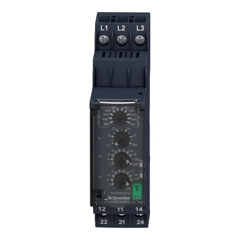Relé control tensión falta sec Fase/ Sobre/ sub SCHNEIDER RM22TR33 · 3F 380-480VAC 2Nanc Zelio