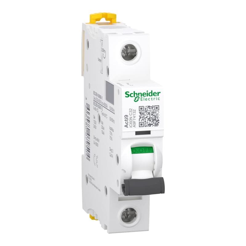 Interruptor termomagnético SCHNEIDER A9F74132 · 1P 32A 230/415VAC 10/3kA Ic60N curva C