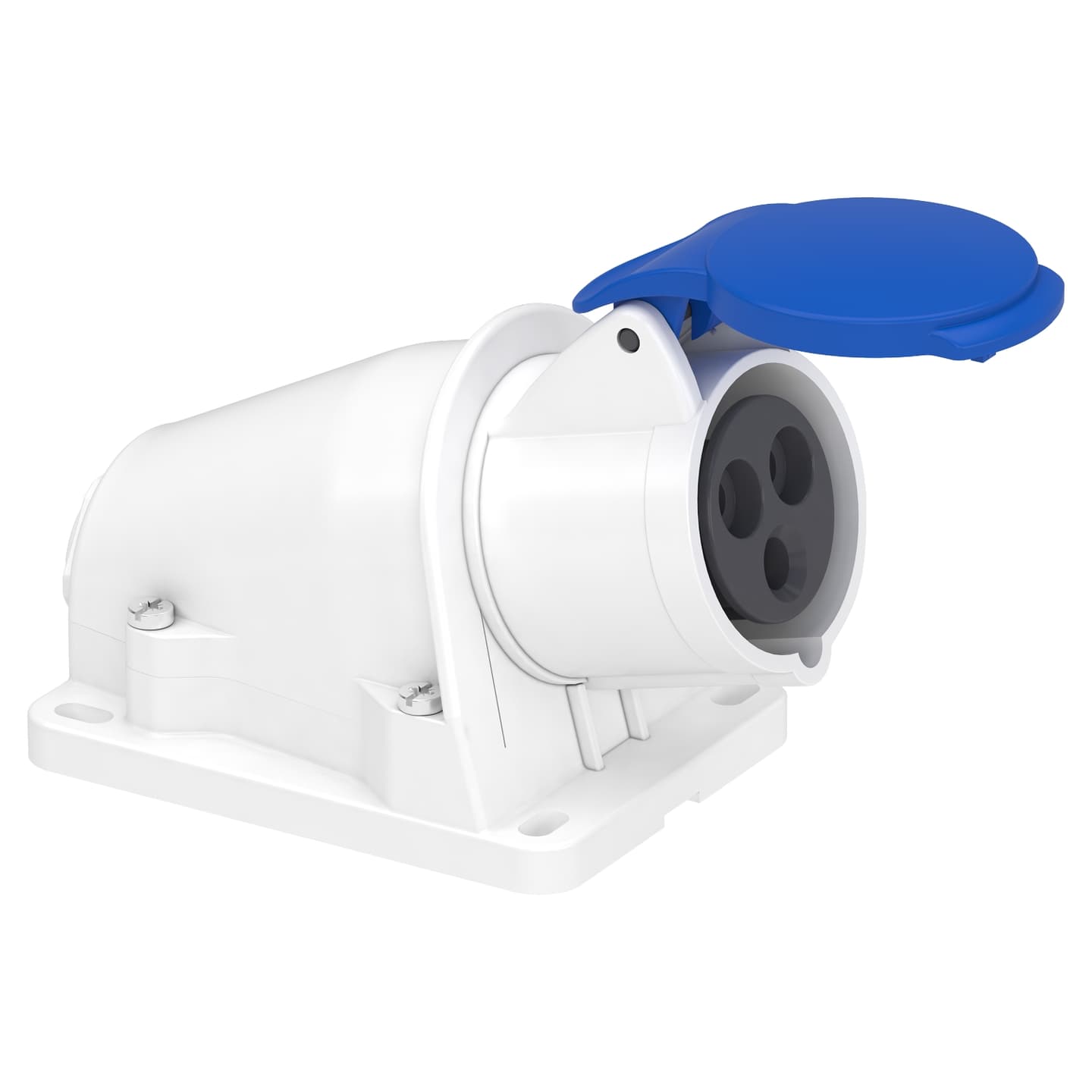 Toma industrial adosable SCHNEIDER PKF16W423 · 2P+T 16A 250VAC azul 6H IP44
