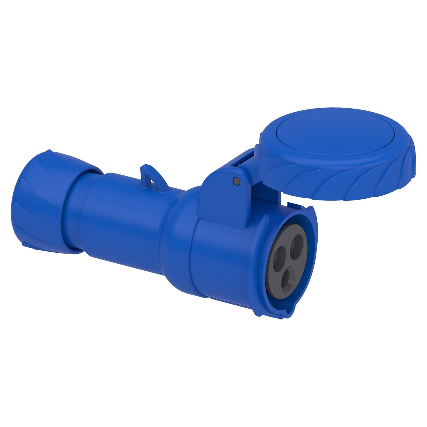 Toma industrial aérea SCHNEIDER PKY16M723 · 2P+T 16A 250VAC azul 6H IP67
