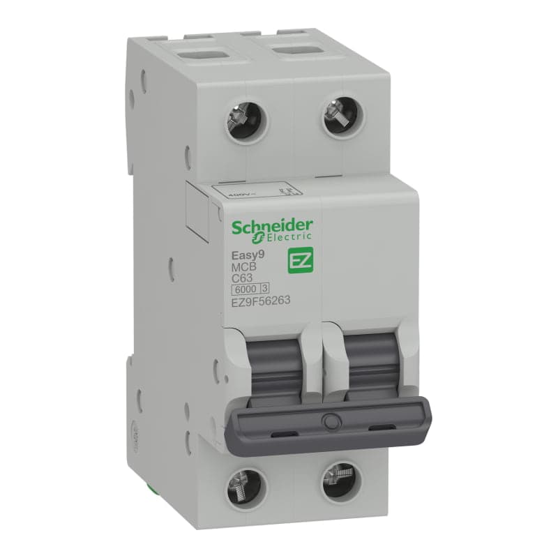 Interruptor termomagnético SCHNEIDER EZ9F56263 · 2P 63A 230/400VAC 10/6kA easy
