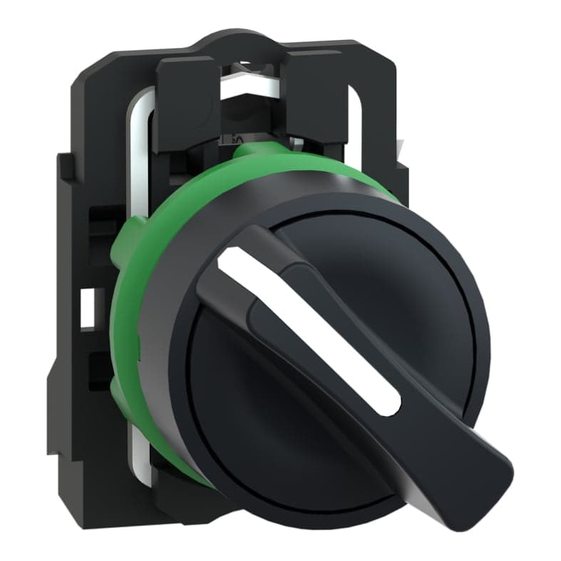 Selector maneta corta SCHNEIDER XB5AD21 · 2Posic plast negro Ø22mm 1NA Harmony