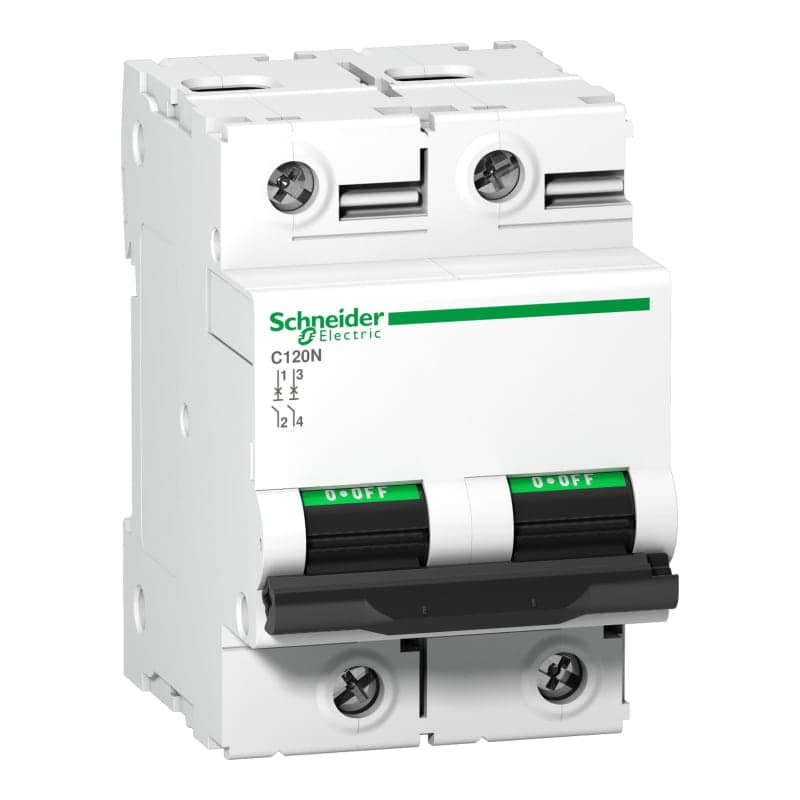 Imagen referencial de la serie: Interruptor termomagnético SCHNEIDER A9N18362 · 2P 100A 230/440VAC 20/6kA C120N