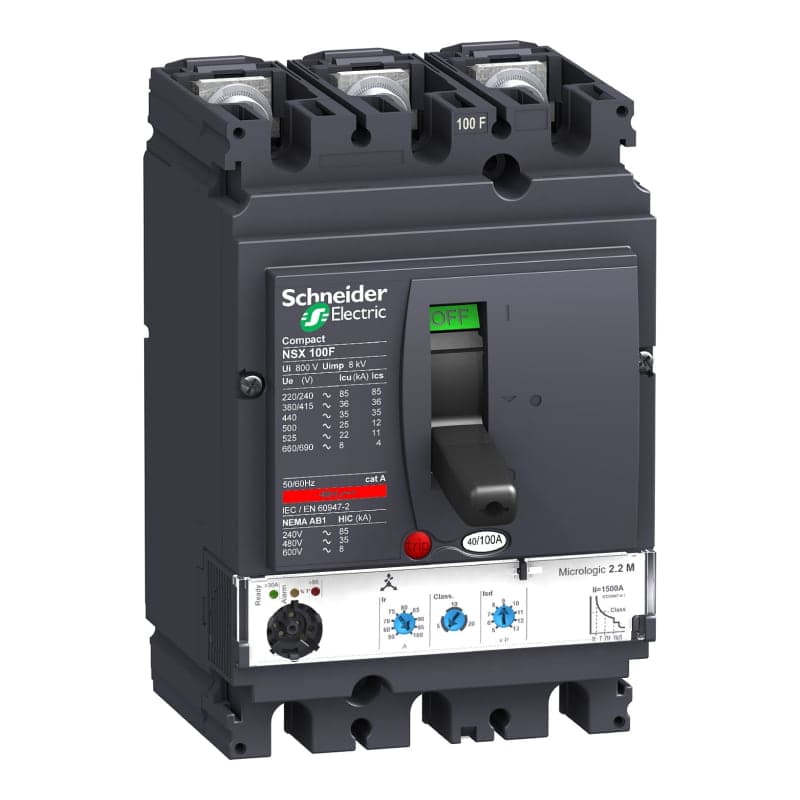 Imagen referencial de la serie: Interruptor de caja moldeada SCHNEIDER LV429770 · 3P regulable 40-100A 85/36/35kA 220/380/440V Nsx100F