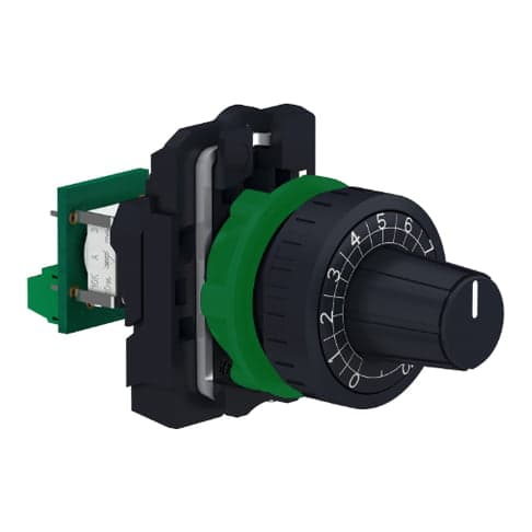 Potenciómetro plástico SCHNEIDER XB5AD912R4K7 · Ø22mm lineal giratorio 1 vuelta 4 kohm eje de Ø6mm har