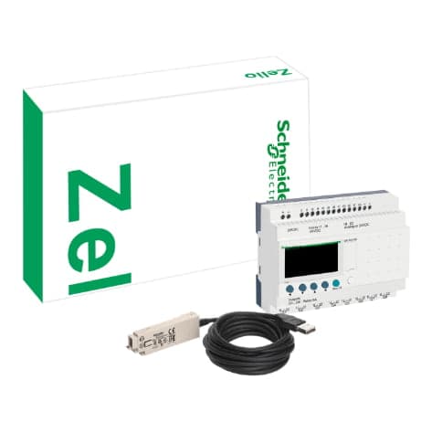 Kit modular relé inteligente cable pc Cd-Rom software SCHNEIDER SR3PACK2BD · 24VDC 16E/10S Zelio
