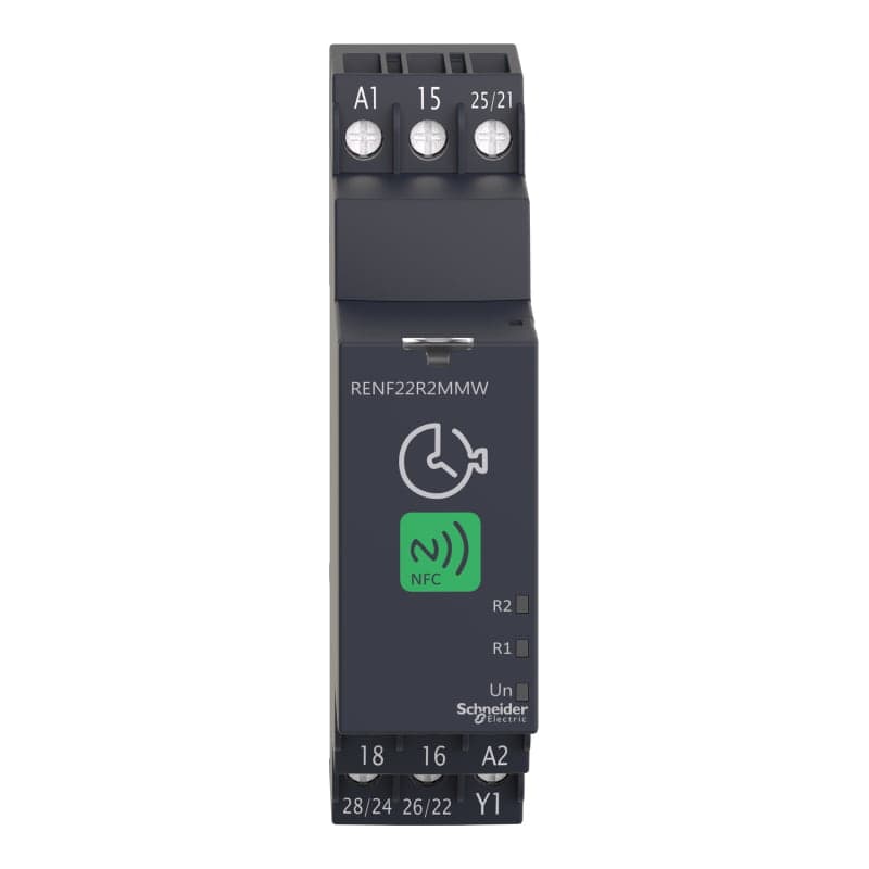 Relé temporizador multifuncion SCHNEIDER RENF22R2MMW · 0.1S-999 H 24-240VAC/Dc 2Nanc Zelio nfc
