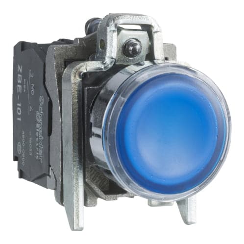 Pulsador luminoso rasante metal SCHNEIDER XB4BW36G5 · azul Ø22mm 120VAC con LED 1NA+1NC Harmony