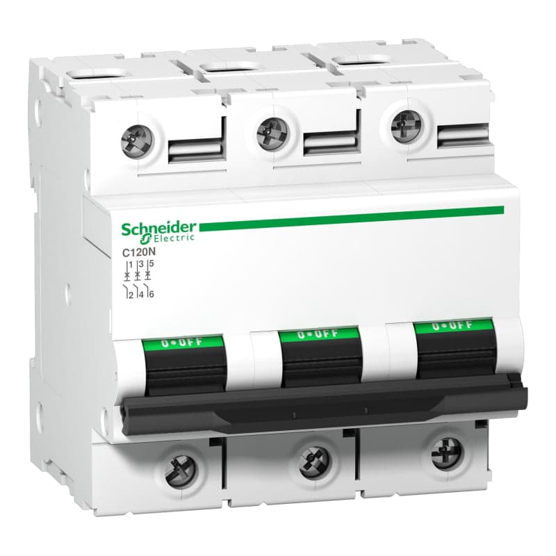 Imagen referencial de la serie: Interruptor termomagnético SCHNEIDER A9N18367 · 3P 100A 230/440VAC 20/6kA C120N