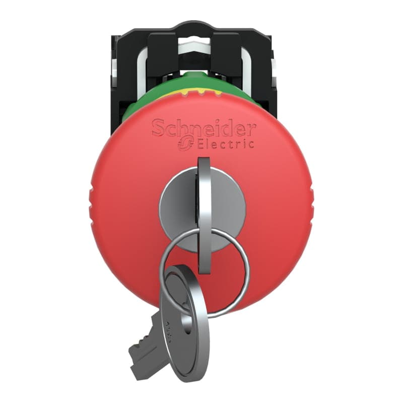 Pulsador parada emergencia plástico SCHNEIDER XB5AS9445 · Ø22mm hongo 40mm rojo 1NC T. seta Harmony