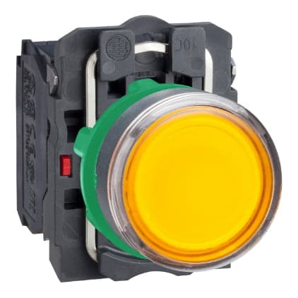 Pulsador luminoso rasante metal SCHNEIDER XB5AW35M5 · amarillo Ø22mm 220VAC con LED 1NA+1NC Harmony