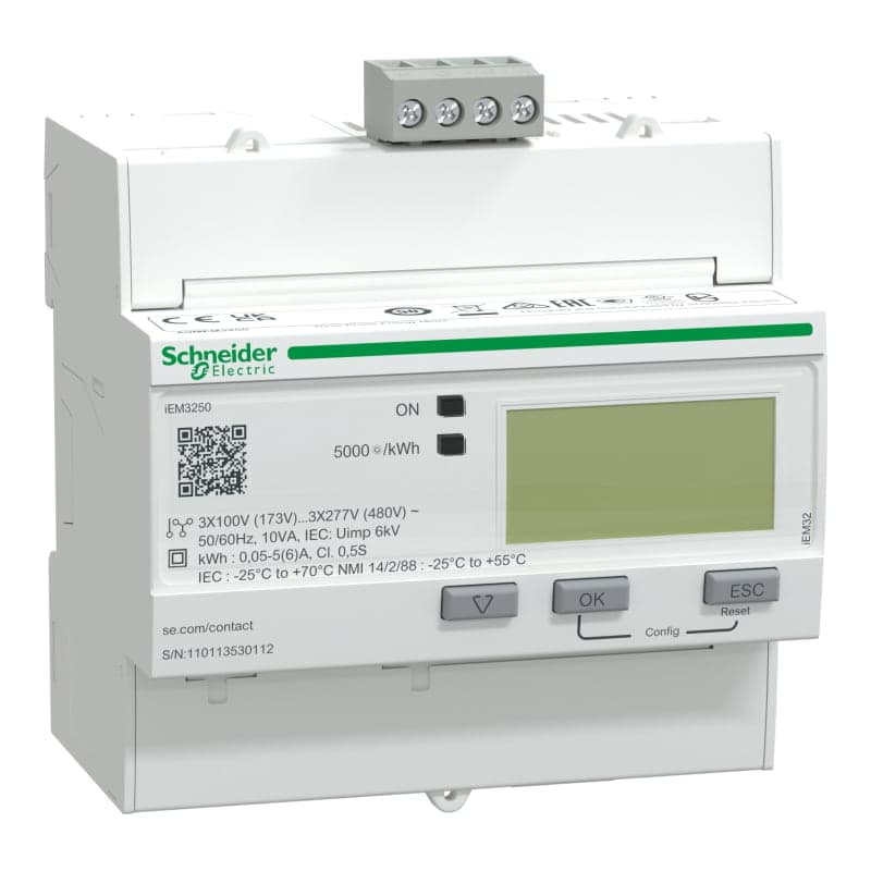 Contador de energía SCHNEIDER A9MEM3250 · iEM3250, clase 0.5s, MULTITARIFA,INDIRECTO, MODBUS, sin DI/DO