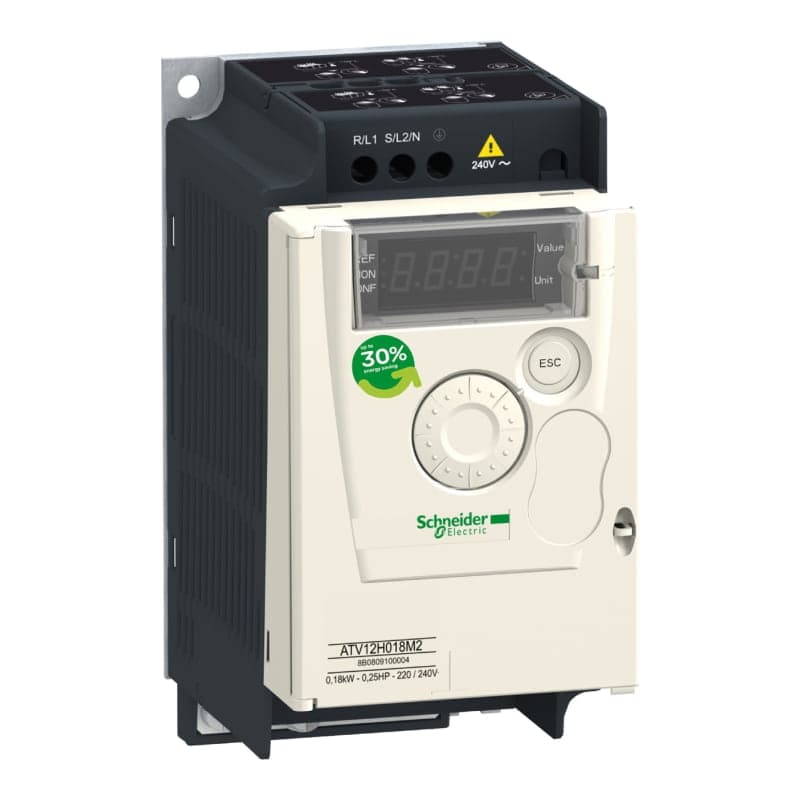 Imagen referencial de la serie: Variador trifásico SCHNEIDER ATV12H037M3 · 0.55HP/0.37kW 200-240VAC 2.4A IP20 Altivar