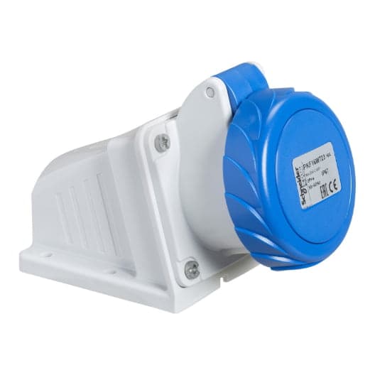 Toma industrial adosable SCHNEIDER PKF16W724 · 3P+T 16A 250VAC azul 9H IP67