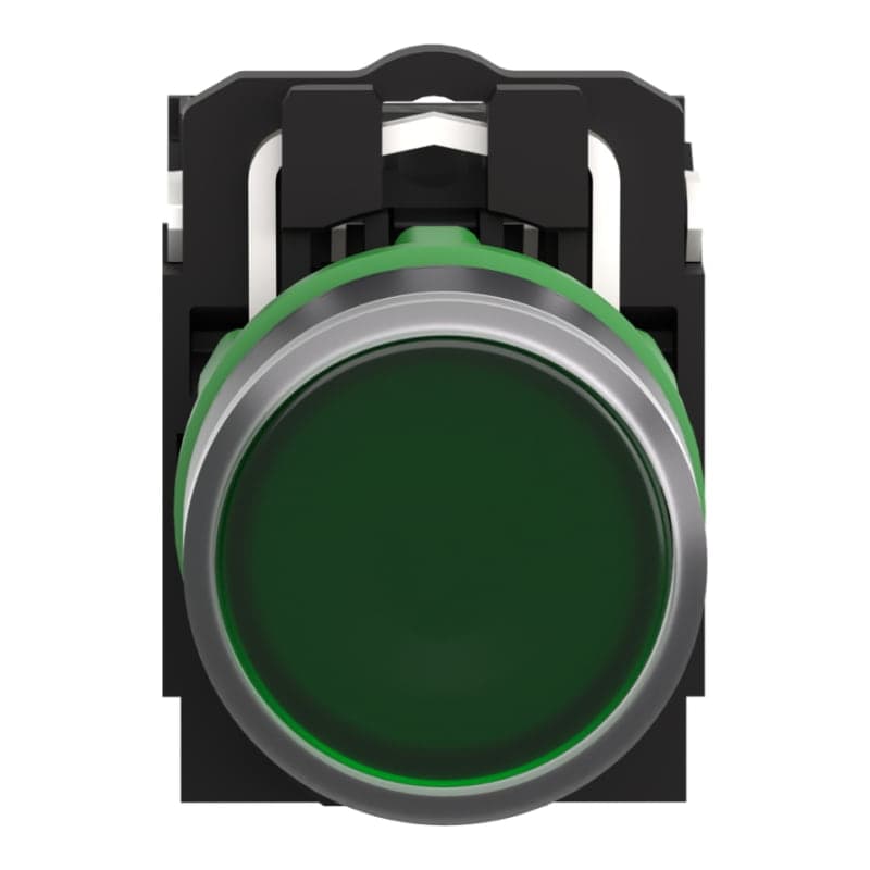 Imagen referencial de la serie: Pulsador luminoso rasante metal SCHNEIDER XB5AW33G5 · verde Ø22mm 120VAC con LED 1NA+1NC Harmony