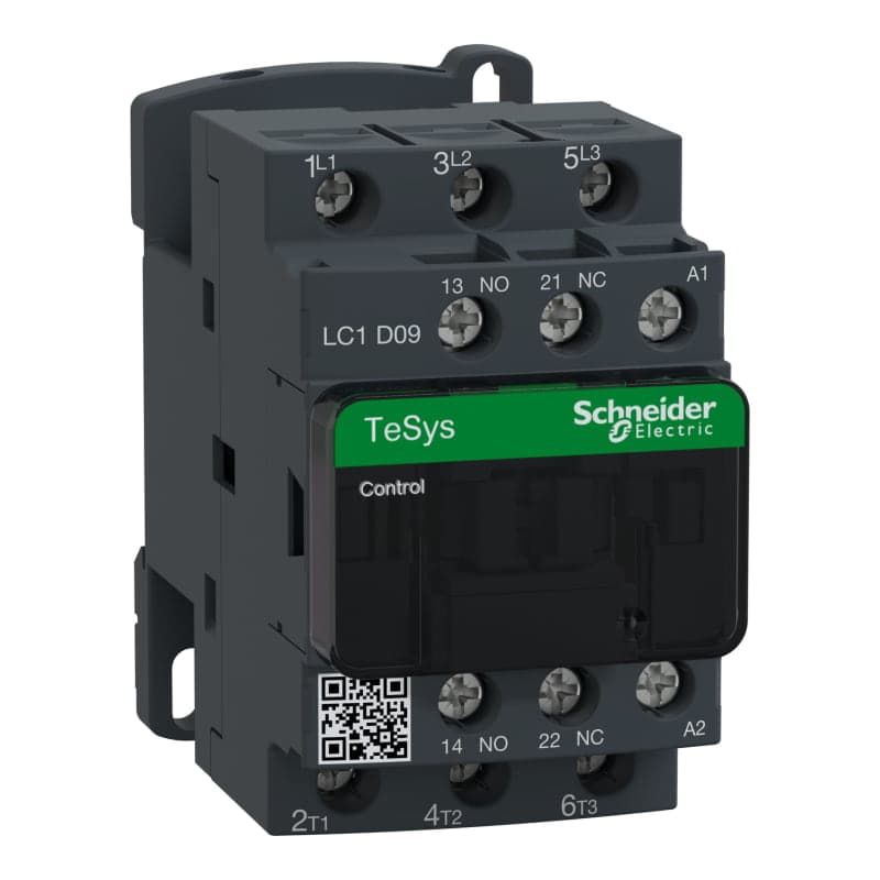 Contactor SCHNEIDER LC1D09M7 · 3P 9A AC3 bob 220VAC 1NA+1NC Tesys D