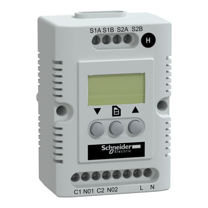 Controlador humedad electrónico SCHNEIDER NSYCCOHY230VID · 20-80% hr 200-240V con pantalla LED