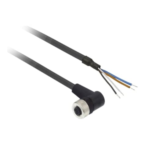 Conector sensor hembra acodado SCHNEIDER XZCP1241L2 · 4P M12 cable 2m