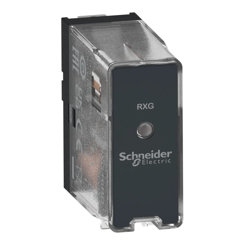 Relé interfaz EASY rxg SCHNEIDER RXG16BD · 5 pines, 10A, 24VDC, con LED, sin test