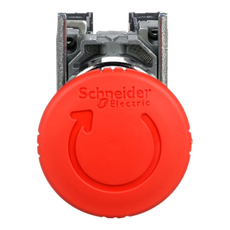 Pulsador parada emergencia metal SCHNEIDER XB4BS8445 · Ø22mm hongo 40mm rojo 1NA+1NC T. seta Harmony