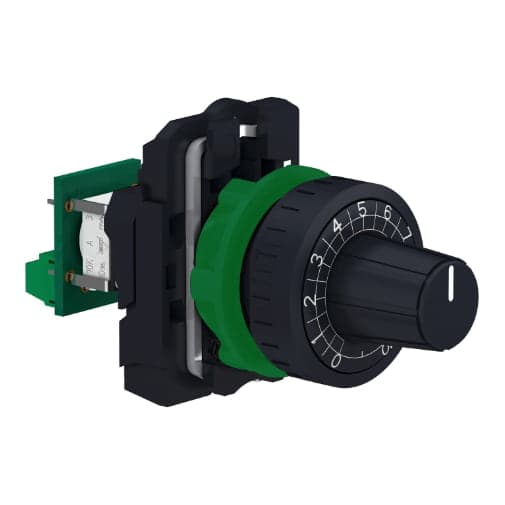 Potenciómetro plástico SCHNEIDER XB5AD912R10K · Ø22mm lineal giratorio 1 vuelta 10 kohm eje de Ø6mm