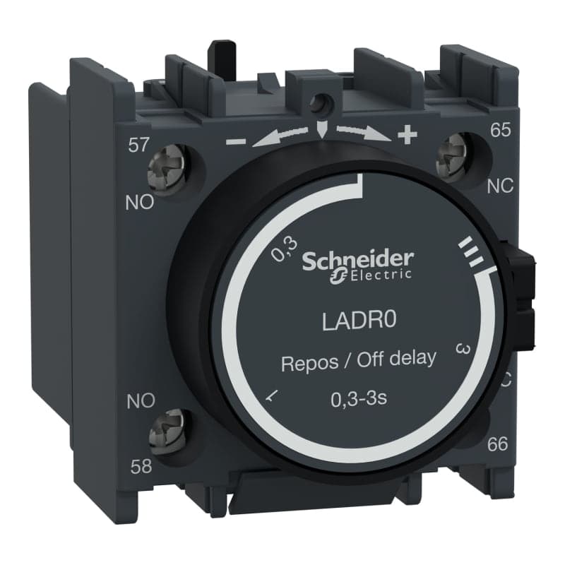 Bloque temporizador neumático al reposo SCHNEIDER LADR0 · 0.1/3Seg. 1NA+1NC para contactor LC1D-F