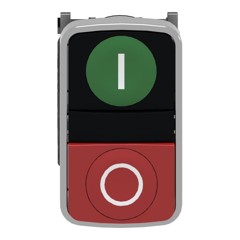 Pulsador doble metal SCHNEIDER XB4BL73415 · Verde/Rojo Ø22mm 1NA+1NC Harmony IP66