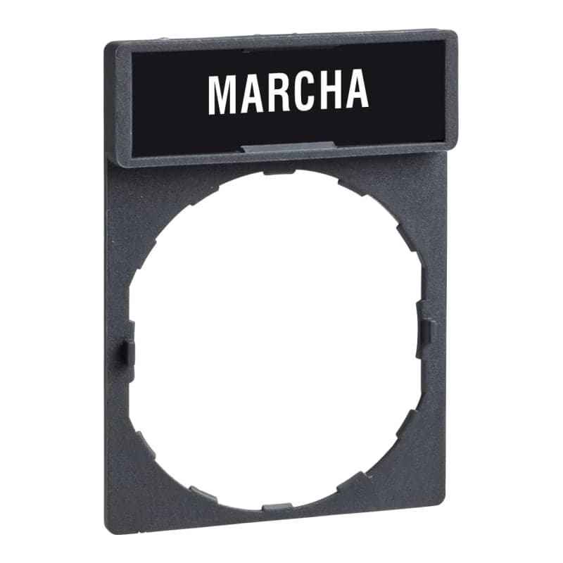 Placa leyenda SCHNEIDER ZBY2403 · 30x40mm negro texto blanco marcha HARMONY