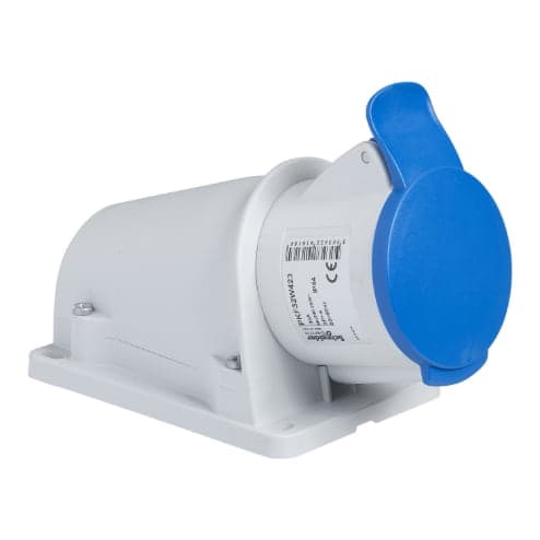 Toma industrial adosable SCHNEIDER PKF32W424 · 3P+T 32A 250VAC azul 9H IP44