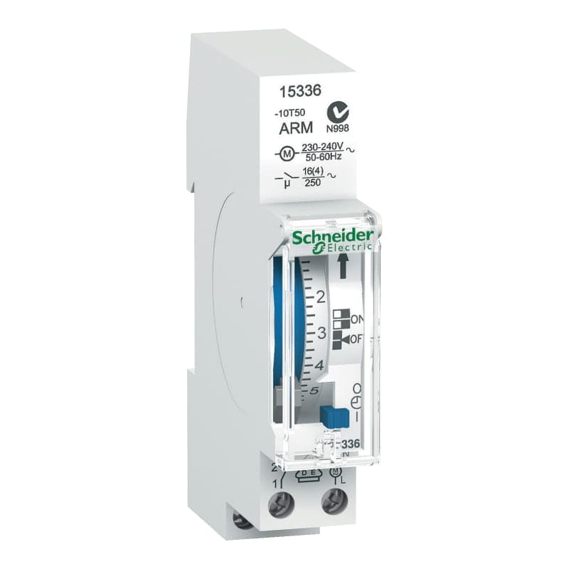 Interruptor horario analog diario SCHNEIDER 15336 · 230VAC 16A 100H 1NA acti 9 ih