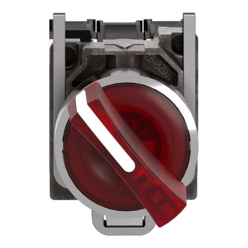 Selector luminoso maneta corta SCHNEIDER XB4BK124M5 · 2 posic metal rojo Ø 22mm 230-240VAC