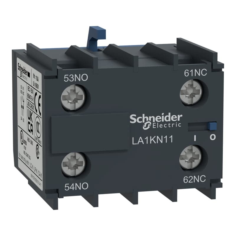 Contacto auxiliar frontal SCHNEIDER LA1KN11 · 1NA+1NC para Tesys K