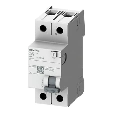 Interruptor diferencial SIEMENS 5SV5312-0 · 2P 25A 230VAC 30mA tipo AC Sentron