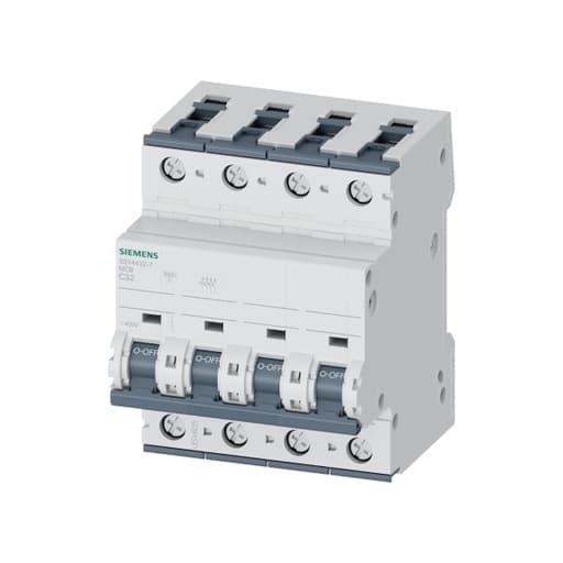 Interruptor termomagnético SIEMENS 5SY4432-7 · 400V 10kA, 4 polos, C, 32A, T=70