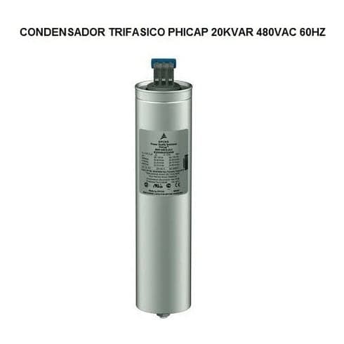 Condensador trifásico phicap SIEMENS B32344-E4162-A780 · 20kvar @ 480V. 60Hz -40ºc - 55ºc. 24 amperios