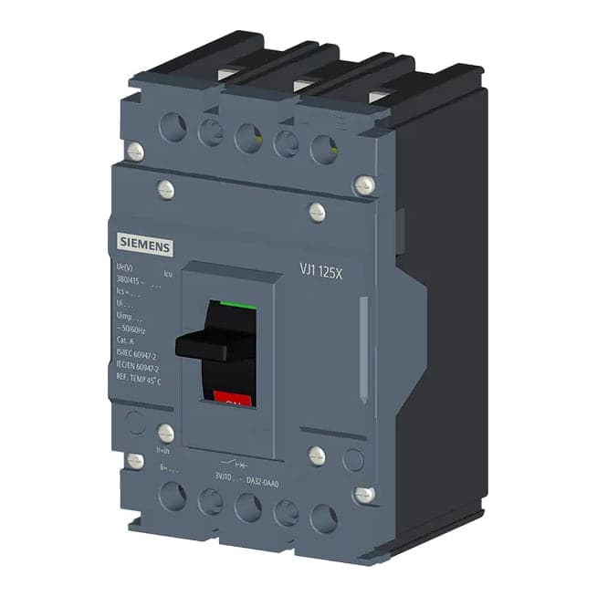Imagen referencial de la serie: Interruptor termomagnético fijo SIEMENS 3VJ1004-1DA32-0AA0 · 3x40A, 18kA/415VAC sinoplus