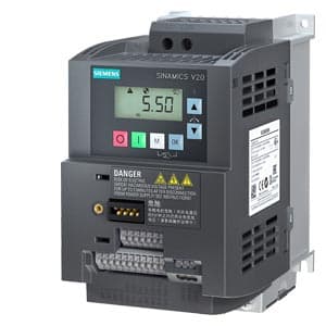 Imagen referencial de la serie: Variador de frecuencia SIEMENS 6SL3210-5BB21-1UV1 · SINAMICS V20 in monofásica 200-240V AC 1.1kW 0 E/S: 4 di, 2 do