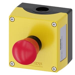 Caja para mando SIEMENS 3SU1801-0NA00-2AA2 · 22mm, PVC, tapa amarilla, 1 punto, para P. de emergencia