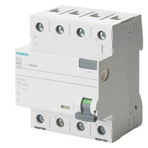 Imagen referencial de la serie: Interruptor diferencial SIEMENS 5SV3344-6 · 4P 40A 230VAC 30mA tipo A (Súper Inmunizado) Sentron