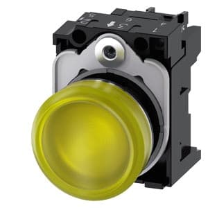 Piloto de señalización metal SIEMENS 3SU1156-6AA30-1AA0 · amarillo Ø 22mm 230VAC módulo de LED