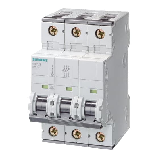 Interruptor termomagnético SIEMENS 5SY6320-7 · 230/400V 6kA, 3 polo, C, 20A, T=70mm