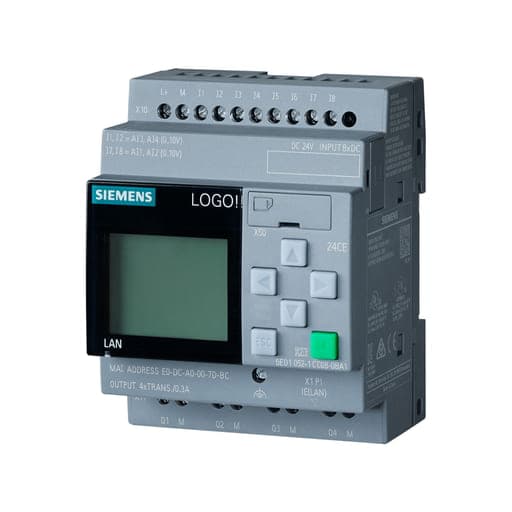 LOGO! SIEMENS 6ED1052-1CC08-0BA2 · 24CE, display FA/E/S: 24V/24V/24V trans., 8 di (4 AI)/4 do