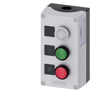 Caja para mando SIEMENS 3SU1803-0AB00-2AB1 · 22mm, PVC tapa gris 3 puntos, C=Lamp/Led 24V