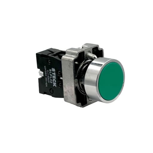 Pulsador rasante metal STECK SLMRN210 · verde 22mm 1NA