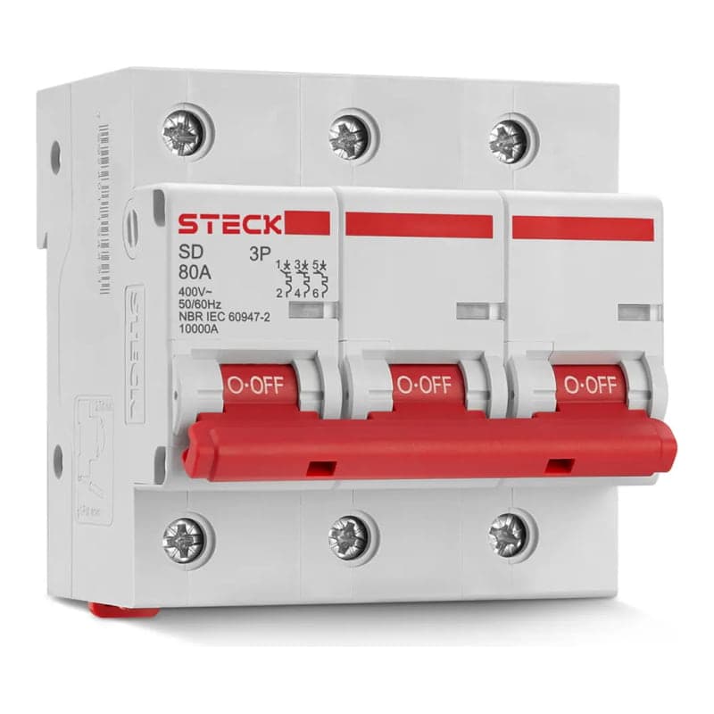 Interruptor termomagnético STECK SDD3C80 · 3P 80A 10kA 230VAC curva C