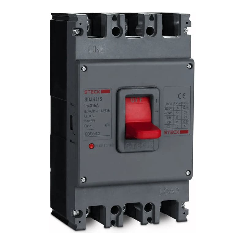 Interruptor de caja moldeada STECK SDJH315 · 3P fijo 315A 85kA 220VAC frame 400