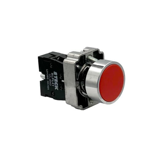 Pulsador rasante metal STECK SLMRN101 · rojo 22mm 1NC